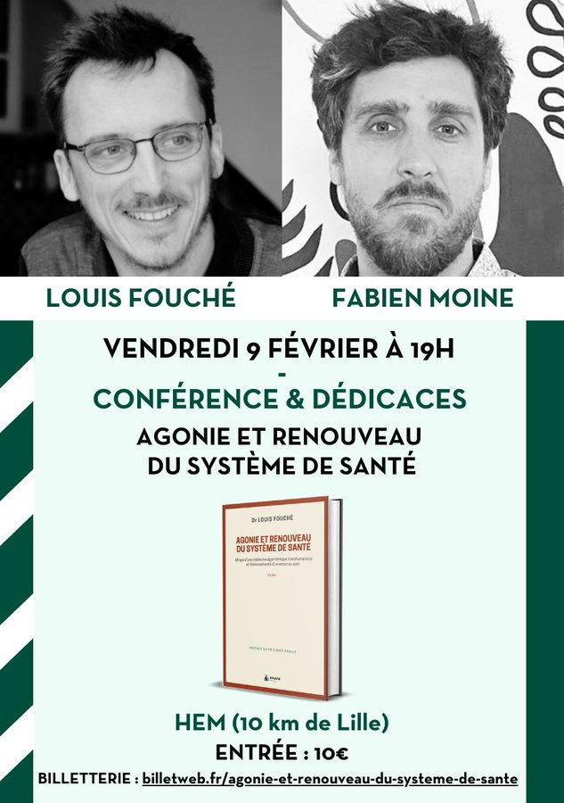 Conférence sur Agonie et Renouveau du système de Santé et sur les Suspendus par Fabien Moine et Loui